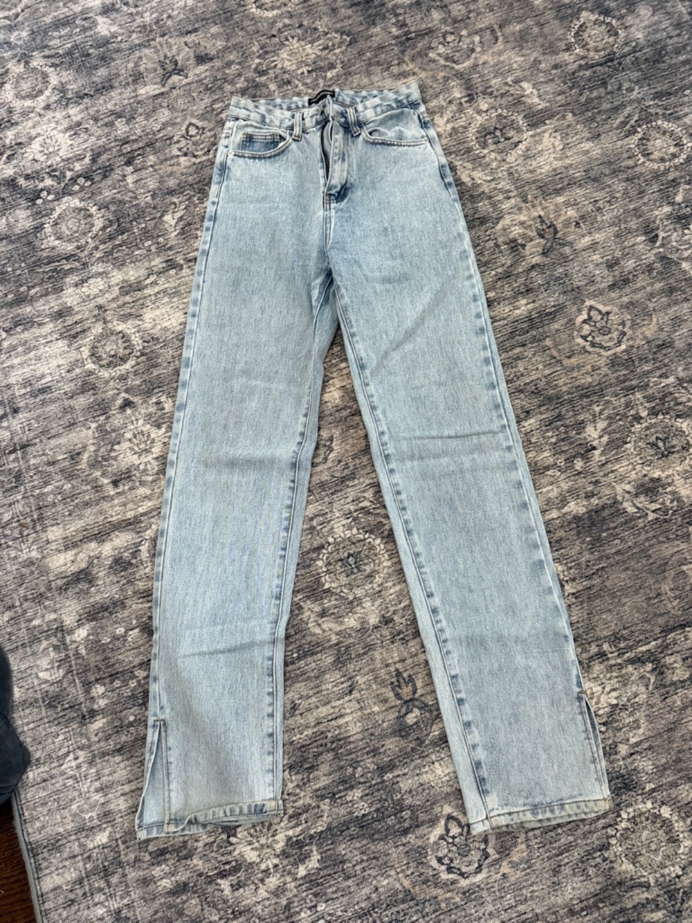 PrettyLittleThing Light Blue Distressed High-Rise Straight Leg Jeans